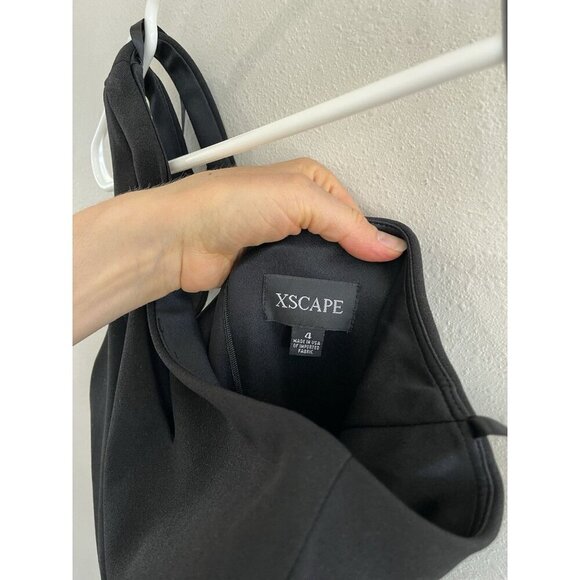 $248 XSCAPE Womens Black Gown One Sleeve Off Shoulder Maxi Evening Dress 4 - Picture 4 of 6